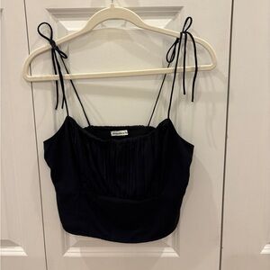 Abercrombie & Fitch Black Ruched Crop Camisole